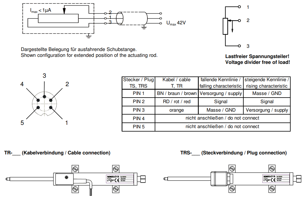 tr ve trs novotechnik lineer potansiyometre elektrik semasi